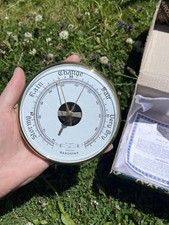 Boxed Unused Barostar Barometer Dial Plastic Face With Guarantee Brass 