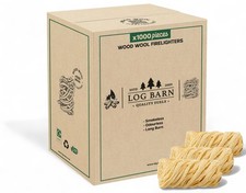 Log Barn Natural Firelighters (Box of 1000) Wood Burner Pizza Oven & BBQ Fire 0.06 per lighter