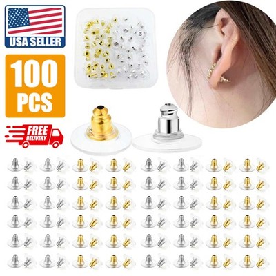 100pcs Earring Lifters Bullet Clutch Earring Backs-Earring Backs for Droopy Ears
