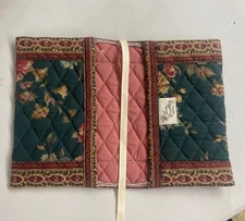 Vintage Vera Bradley Small Book Cover GREENBRIAR Green Pink Red Roses EUC