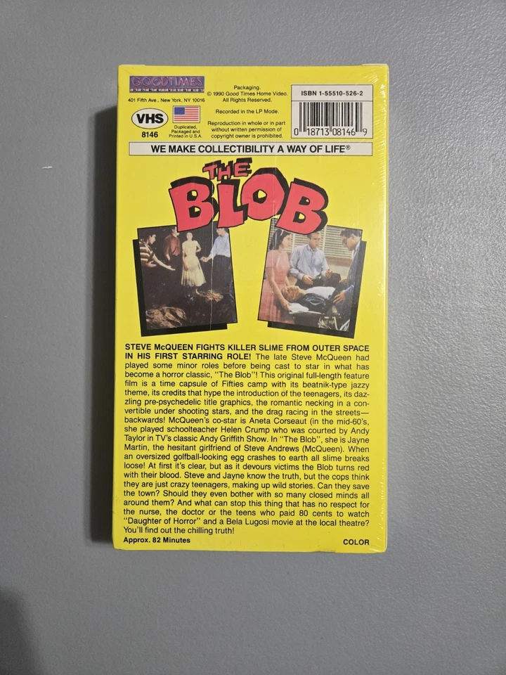 The Blob VHS Classic Sci-Fi Horror Movie Original Steve McQueen Goodtimes Video - Image 3 of 4