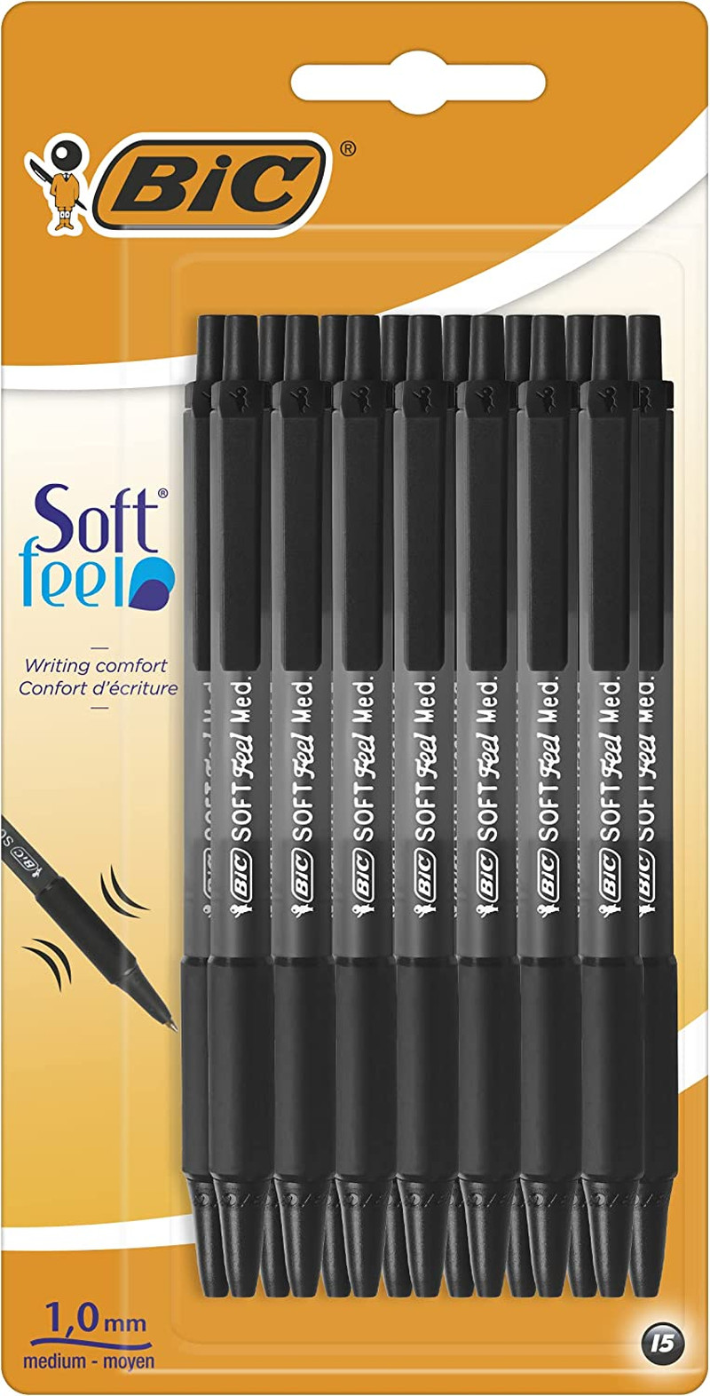 BIC Soft Feel Click Grip Ballpoint Pens, 1.0 Mm Retractable Point, Soft-Touch Ru