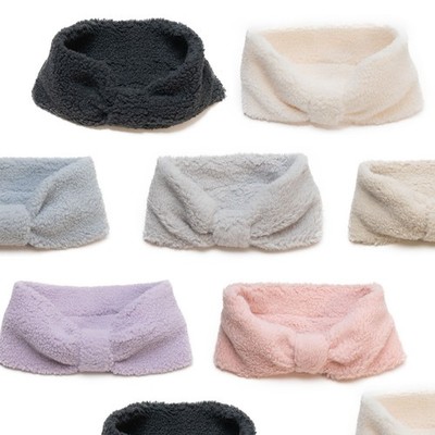 Stirnband Damen Winter Teddy Fleece Haarband Ohrenwärmer Uni mit Knoten Twist