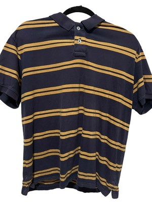 Ty Premium gold and blue stripe golf shirt mens size L  (British company)