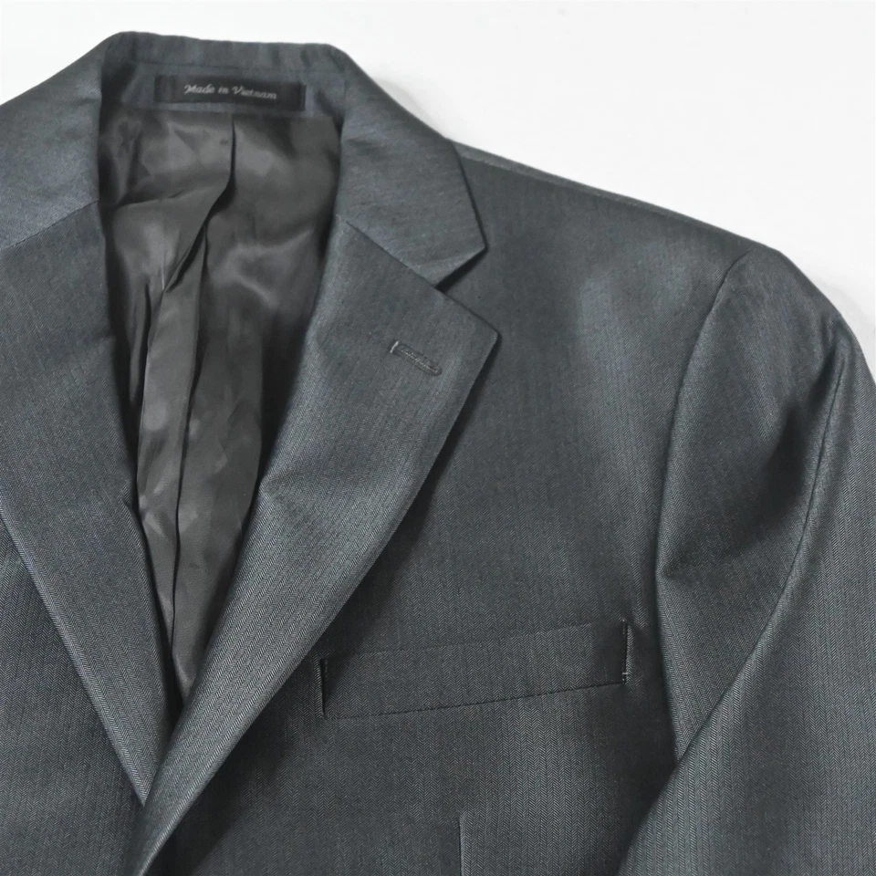 Calvin Klein 36R 32x30 Gris Plateado Espiga Hombres Chaqueta Pantalones Traje Foto 3 de 4