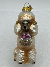 2018 Robert Stanley FANCY POODLE JEWELED Glass Christmas Tree Ornament 4.5