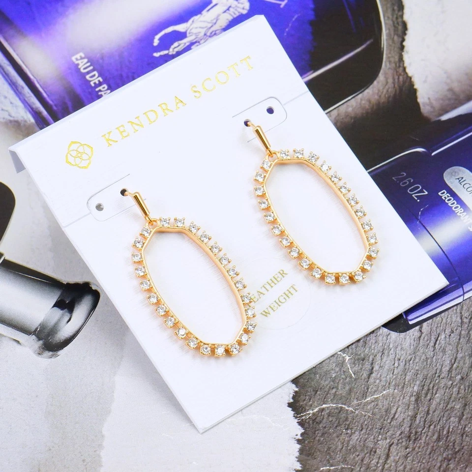 Liquidación!! Pendientes Kendra Scott Elle marco abierto circonita cúbica chapados en oro rosa nuevos con etiquetas Foto 3 de 4