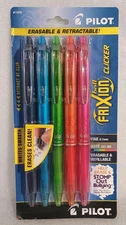 Pilot Ball Frixion Clicker Erasable Retractable Pens 5 Pack - Assorted Fine 0.7