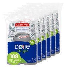 Dixie To Go Paper Coffee Cups With Lids, 16 oz, 108 12 Ounce, Designs Vary