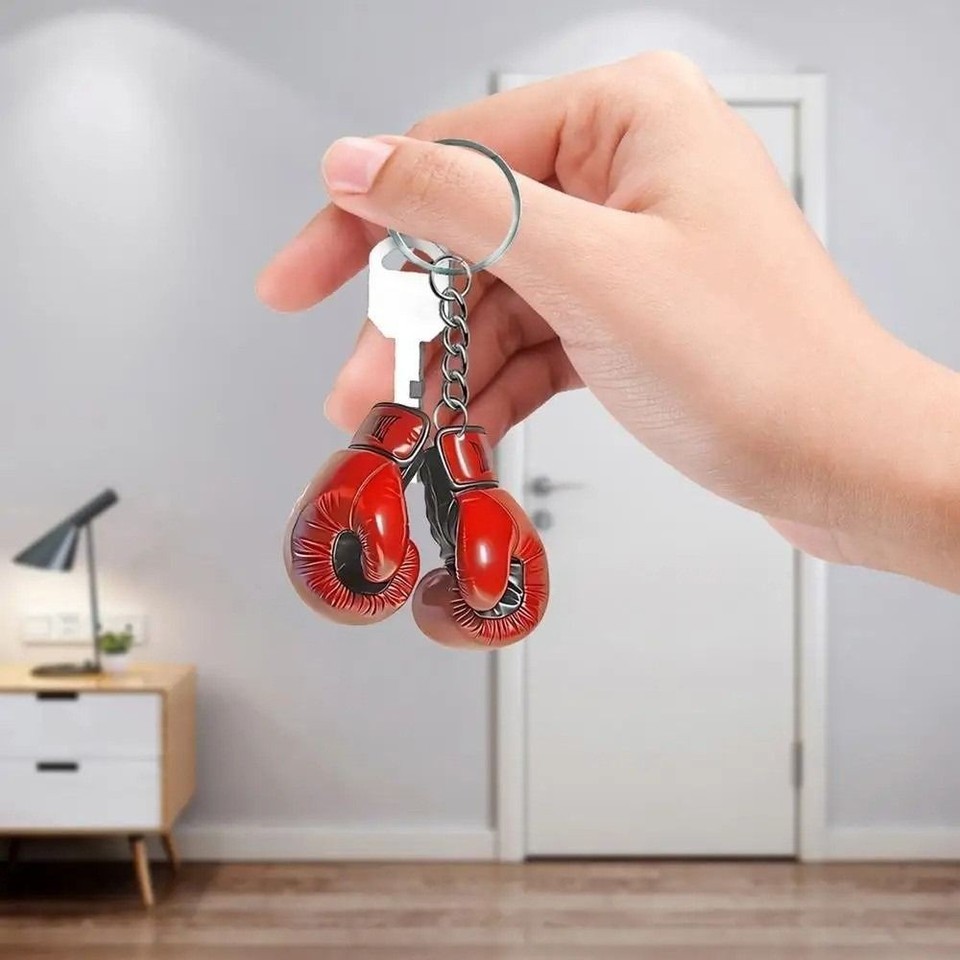 Personalize Keyring Boxing Gloves Key Chain Red Couple Car Keys For Men ...