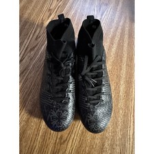 Black Soccer Cleats High Top Football Shoes Patterned Design