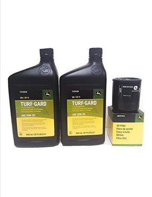 2 Quarts John Deere Turf-Gard SAE 10W-30 Oil Plus AM107423 Filter. Fits Many