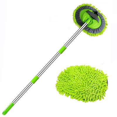 47.5 In. Long Handle Car Wash Brush with Microfiber Sponge, 2-In-1 Design for Ca