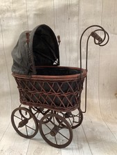 Vintage Style Doll /teddy Pram Buggy Carriage Wooden Wicker 18” Victorian Style