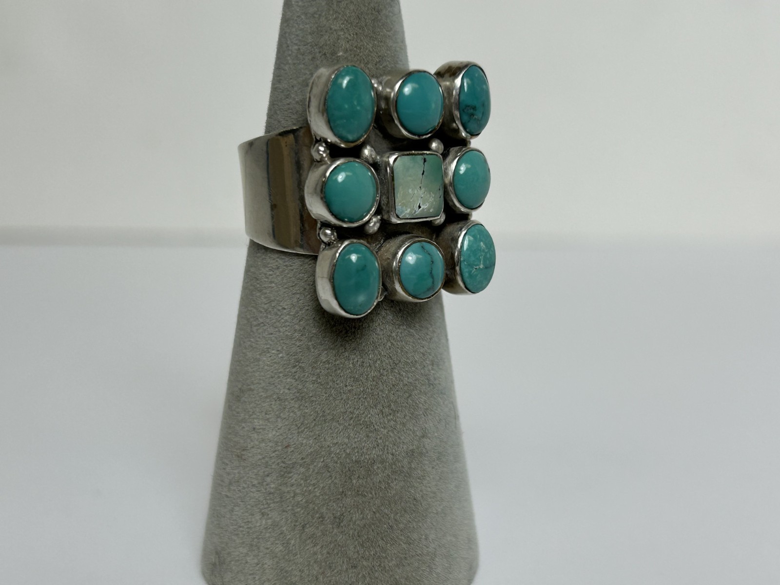 ALLURING STERLING SILVER LARGE 9 STONE TURQUOISE … - image 4