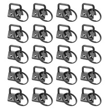 60Pcs 20mm Key Fob Hardware with Keychain Ring for Webbing Dark Nickel