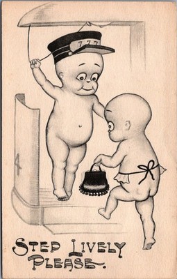 Vintage Kewpie Style Babies Bellhop Elevator Comic Postcard Nº 108