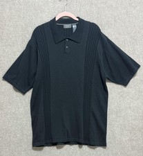 Crazy Horse Polo Shirt Mens XL Black Short Sleeve Retro Knit Textured Classic
