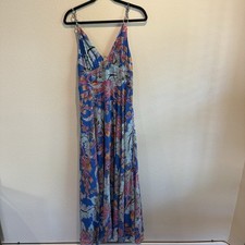 Marciano By Guess Flowing Maxi Dress Tropical Floral Resort Chain | Medium M