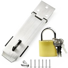 Arlai 4" Stainless Steel Latch Lock Padlock hasp Set, with Screws and Padlock, Y