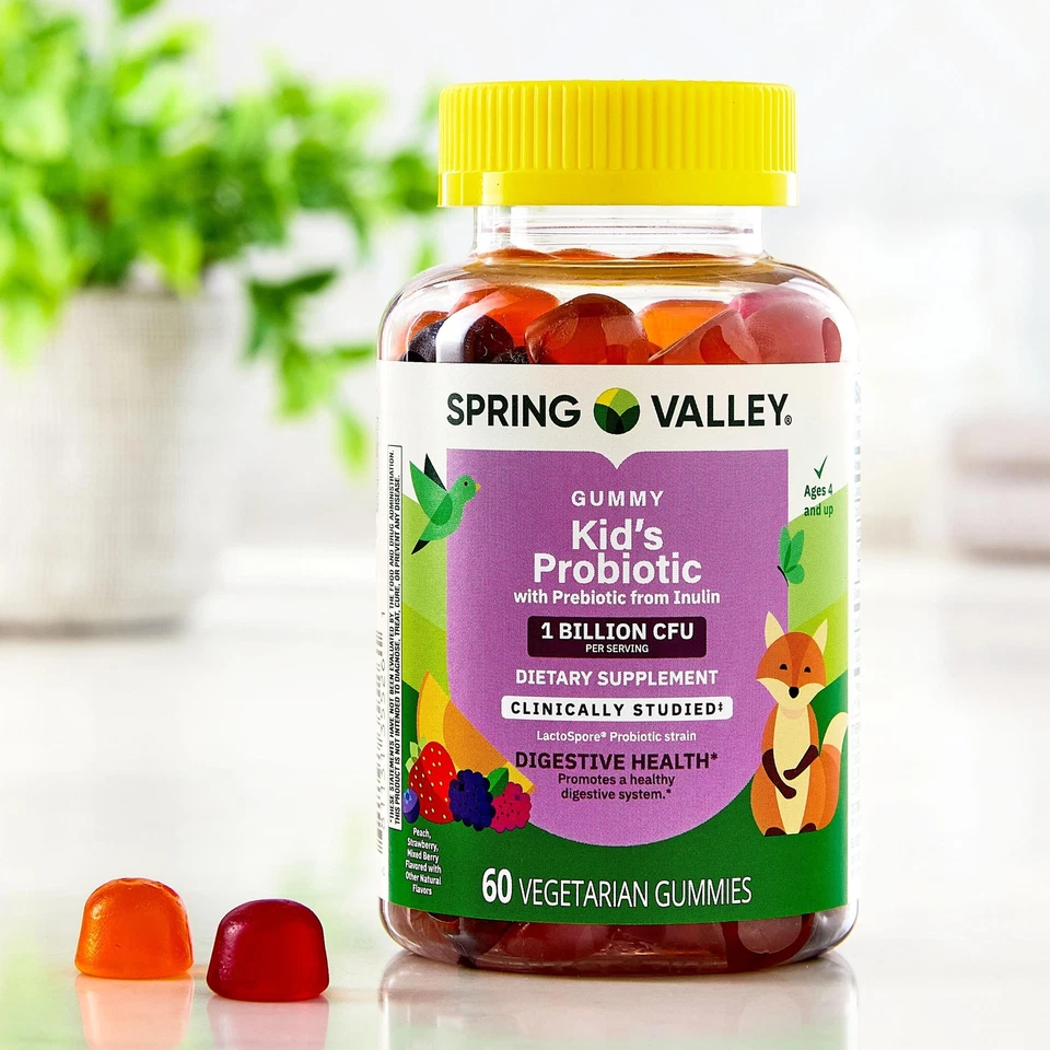 Spring Valley Kids Inulin Probiotic Supplement Gummies, Assorted Fruit, 60 Count - Image 4 of 4