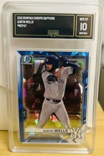 2021 bowman chrome sapphire - Austin Wells #BCP47 GMA 10 New York Yankees