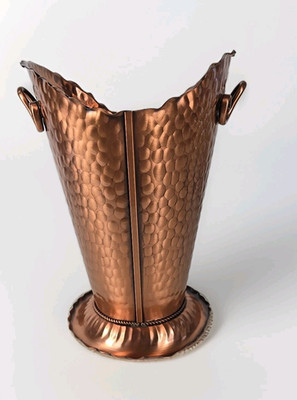 Gregorian SOLID COPPER Hammered Vase Planter Pot Umbrella Stand USA MADE
