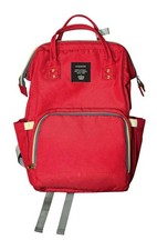 LeQueen Red Diaper Bag Backpack Large Multi Pocket Baby Bag Travel Backpack