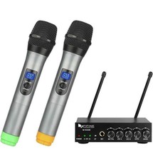 Fifine UHF Dual Channel Wireless Handheld Microphone, Easy-to-use Karaoke K036