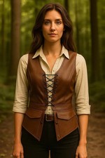 Leather Corset Vest  Renaissance Bodice with Pockets  LARP  Cosplay Outfit