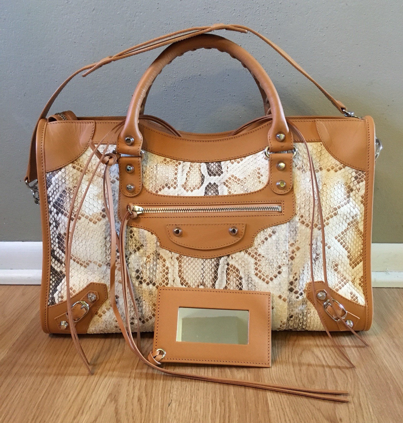 Balenciaga Classic City Python Leather Shoulder B… - image 1