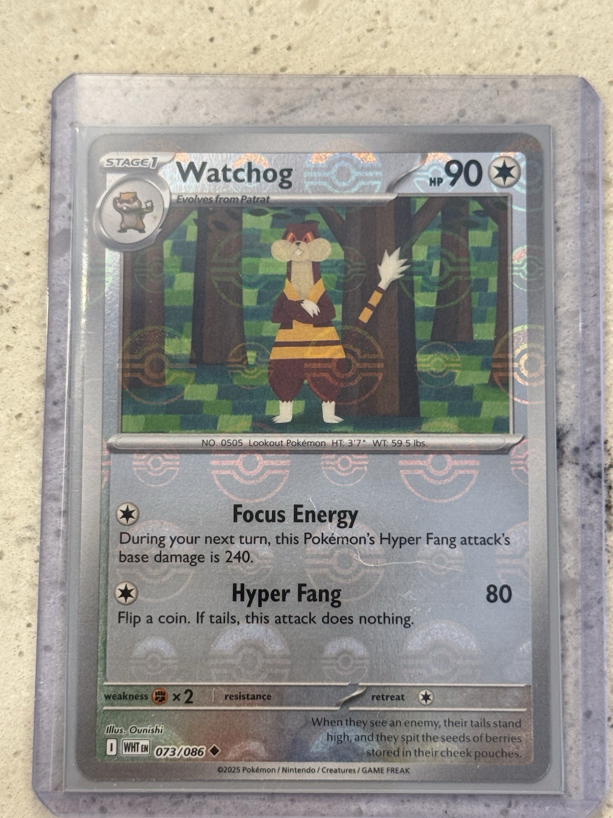 Watchog 073/086 White Flare Pokeball Holo NM