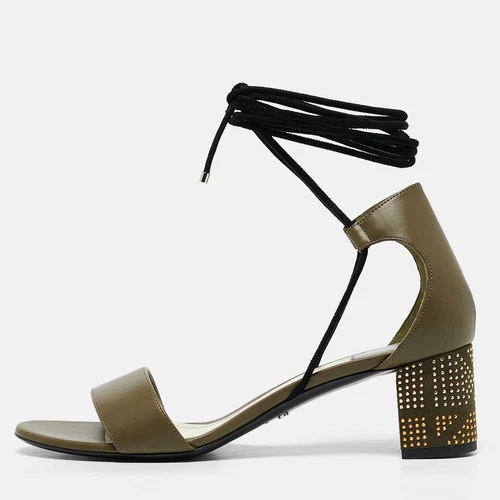 Sandales stellaires arc en ciel en cuir vert olive Dior taille 40