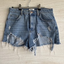 Forever 21 light blue high-rise distressed denim shorts Sz 28