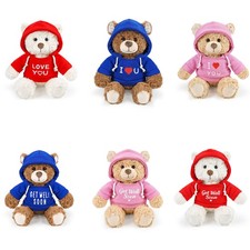 8.5'' Teddy Bear Plush Doll Hoodie Design Soft Stuffed Bear Valentine&Kids Gift