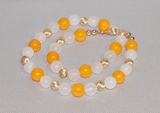 14K JADEITE BEAD NECKLACE - 12-13 MM STONES - 9 MM 14K GOLD BEADS