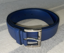 PRADA Belt Blue Textured Leather Size 40 Super Excellent Condition