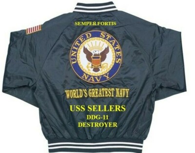 USS SELLERS  DDG-11 DESTROYER EMBROIDERED SATIN JACKET(BACK ONLY)