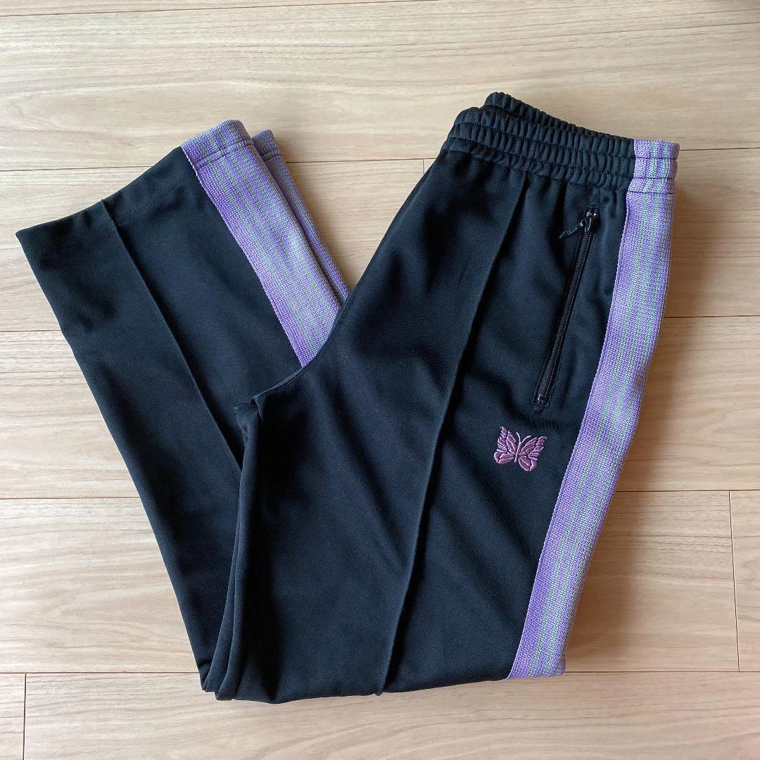 NEEDLES Track Pants Straight Black x Purple lines Size-XS Used