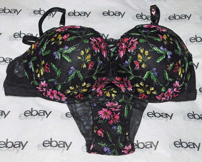NEW Victoria's Secret Very Sexy Push-Up Bra Floral 38C & Cheeky Set Large L VS