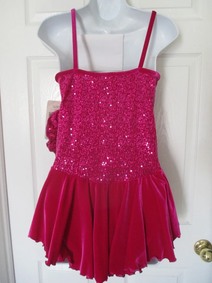 Nuevo con etiquetas Vestido de Patinaje Artístico Mondor Lentejuelas Talla M Rosa Fucsia 2919 Foto 3 de 4