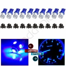 10Pcs Blue T10 LED 168 194 1/2" Socket Cluster Dash Instrument Panel Light Bulb