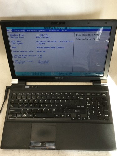 TOSHIBA TECRA R850-S8522 - BOOTS TO BIOS - INTEL I5 2520M - NO RAM -READ DESC-BB - 第 1/8 張圖片