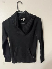 Guess Womens Small Long Sleeve Pullover Sweater Shawl Collar Black Y2k 90s