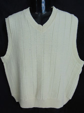 Vtg 70s Sears Kings Road Cream Herringbone Knit Dad Golf Sweater Vest Acrylic XL
