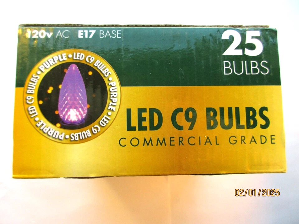 25 NEW LED C9 PURPLE FACETED BULBS, COMMERCIAL GRADE, 120V AZ, E17 BASE, 9369182 - Image 4 of 4