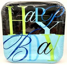 Birthday Flourish Stripes Modern Adult Theme Party 9" Paper Dinner Plates