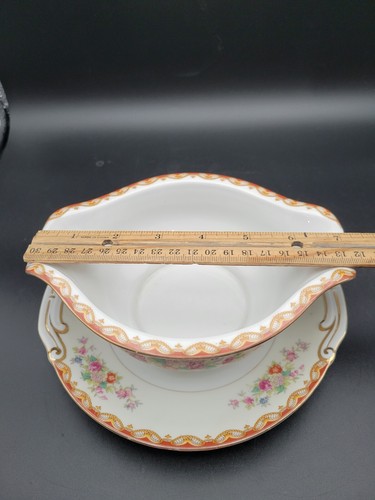 Vintage Diamond China Made In Occupied Japan Gravey Boat Roslyn Pattern - Picture 3 of 5