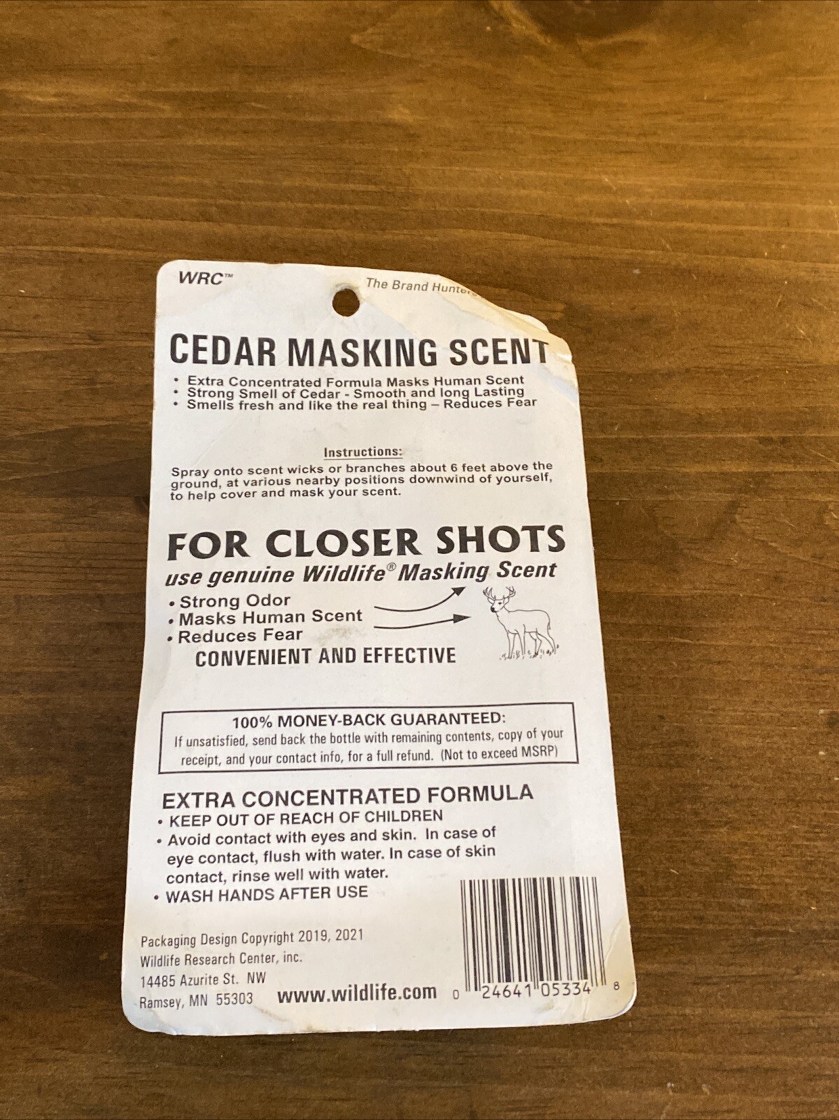 Wildlife Research Center Scent X-Tra Concentrated Cedar 4ozSpray Bottle 5334 New