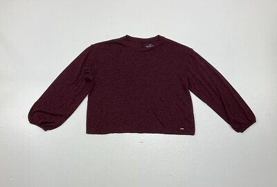 Hollister Womens Size S Cropped Sweater Top Heather Maroon Garnet